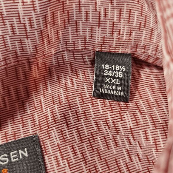 Van Heusen Shirt Men 2XL Red Striped Dress Slim Fit Stretch Collared Button Down - Picture 2 of 9